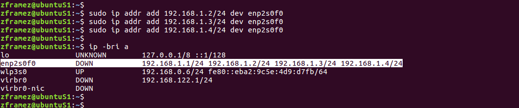 configuring mulitiple IP address in the same interface