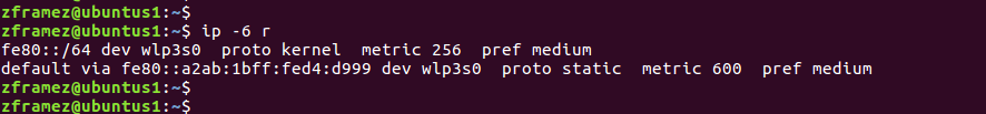 command to check IPv6 routing table